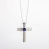 Picture of Platinum & Blue Sapphire Solitaire Cross Pendant Necklace