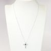 Picture of Platinum & Blue Sapphire Solitaire Cross Pendant Necklace