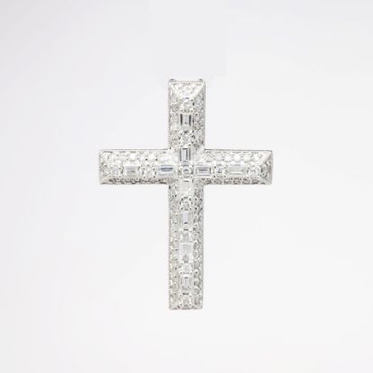 Picture of 18k White Gold & Pavé Set Diamond Cross Pendant 