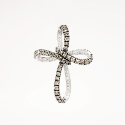 Picture of 14k White Gold with Brown & Colorless Diamonds Knotted Cross Pendant