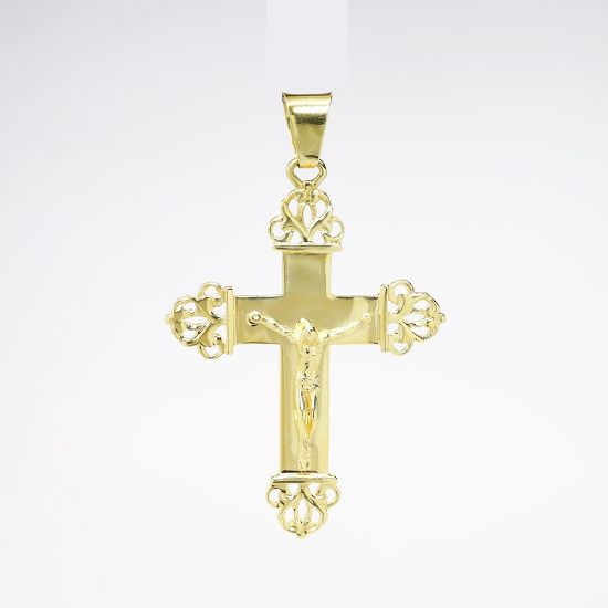 Picture of 18k Yellow Gold Traditional Crucifix Pendant 