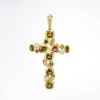 Picture of 18k Yellow Gold, Multi-Colored Tourmaline and Diamond Cross Pendant