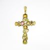 Picture of 18k Yellow Gold, Multi-Colored Tourmaline and Diamond Cross Pendant