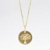 Picture of 14k Yellow Gold Disc with Engraved Tree Pendant Necklace