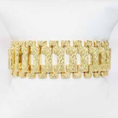 Picture of Men's 18k Yellow Gold Fancy Textured Link Bracelet 