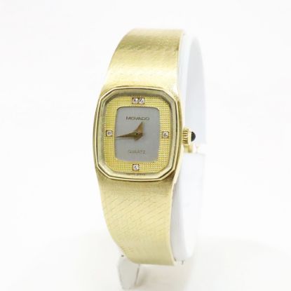 Picture of Vintage Ladies 14k Yellow Gold Movado Wrist Watch with Diamond Dial Markers