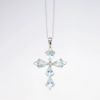 Picture of 10k White Gold, Blue Topaz & Diamond Cross Pendant Necklace