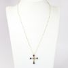 Picture of 14k Yellow Gold, Cobalt Enamel, Diamond, Pearl & Sapphire Renaissance Revival Cross Pendant Necklace