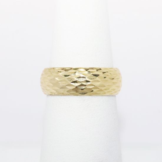 Picture of 14k Yellow Gold Diamond-Cut Textured Wedding Band