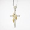 Picture of 14k Two-Tone Gold & Pavé Set  Diamond Cross Pendant Necklace