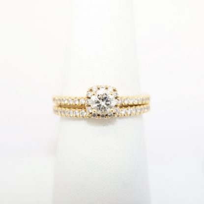 Picture of 14k Yellow Gold & Diamond Halo Bridal Ring Set