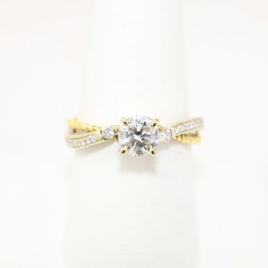 Picture of 14k Two-Tone Gold & Round Brilliant Cut Diamond Solitaire Ring