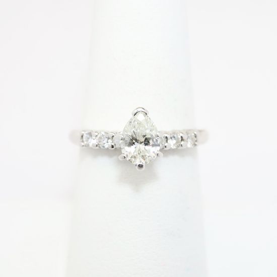 Picture of 14k White Gold & Pear Cut Diamond Engagement Ring