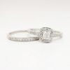 Picture of 14k White Gold & Square Cushion Cut Diamond Bridal Ring Set