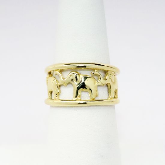Picture of 14k Yellow Gold Ring with Walking Elephants