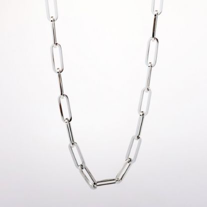 Picture of 14k White Gold Paperclip Chain Necklace