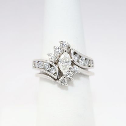 Picture of 14k White Gold & Marquise Cut Diamond Bridal Ring Set