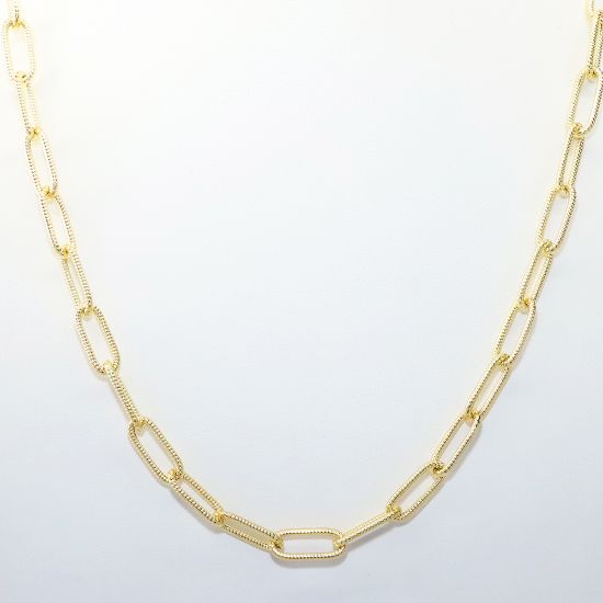 Picture of 14k Ribbed Textured Yellow Gold Paperclip Chain Necklace