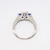 Picture of 14k White Gold Square Cut Diamond Ring with Blue Sapphire Accents