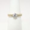 Picture of 14k Yellow Gold Diamond Solitaire Bridal Ring Set with Pavé Set Bands