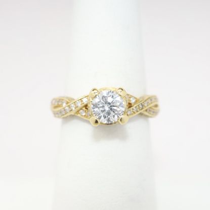 Picture of 14k Yellow Gold Diamond Solitaire Ring with Woven Band