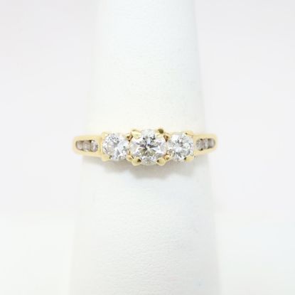 Picture of 14k Yellow Gold Triple Diamond Bridal Ring wit Heart Details on Band