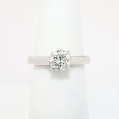 Picture of Etched 14k White Gold & Round Brilliant Cut Diamond Solitaire Engagement Ring