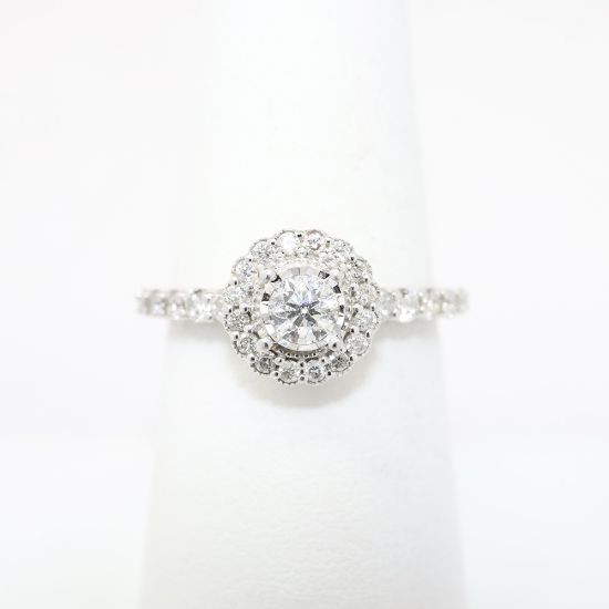 Picture of 14k White Gold & Old European Cut Diamond Halo Engagement Ring