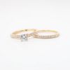 Picture of 14k Rose Gold Diamond Solitaire Bridal Ring Set with Milgrain Detailing