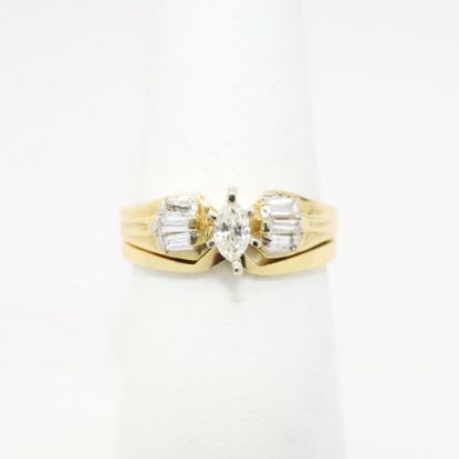 Picture of 14k Yellow Gold & Marquise Cut Diamond Bridal Ring Set with Diamond Baguette Accents