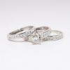 Picture of 14k White Gold Square Cut Diamond Solitaire Ring with Two Matching Bands