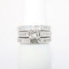 Picture of 14k White Gold Square Cut Diamond Solitaire Ring with Two Matching Bands