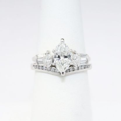 Picture of 14k White Gold & Platinum GIA Certified Marquise Cut Diamond Solitaire Ring with Custom Ring Enhancer