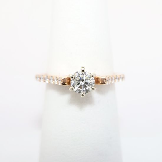 Picture of 14k Rose Gold & Round Brilliant Cut Diamond Engagement Ring