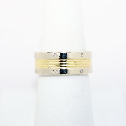 Picture of Men's 14k Two-Tone Gold Weddings Band with Burnish Set Diamond Accents