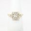 Picture of 18k Yellow Gold & Square Cut Diamond Engagement Ring with Halo 