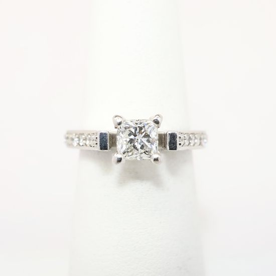 Picture of Platinum & Square Cut Diamond Solitaire Engagement Ring