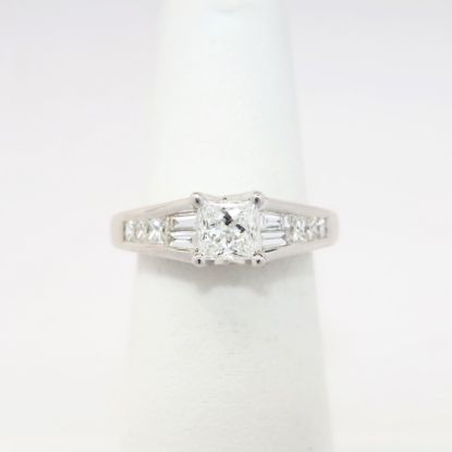 Picture of 14k White Gold & Square Brilliant Cut Diamond Engagement Ring