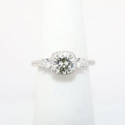 Picture of Platinum & Round Brilliant Cut Diamond Engagement Ring with Halo Mounting