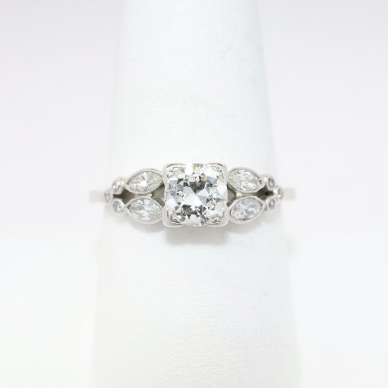 Picture of Vintage 18k White Gold & Round Brilliant Cut Diamond Engagement Ring by Jabel