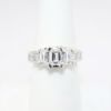 Picture of 18k White Gold & Triple Emerald Cut Diamond Ring with Square Cut Diamond Accents