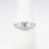 Picture of 14k White Gold & Triple Emerald Cut Diamond Ring with Square Cut Diamond Accents