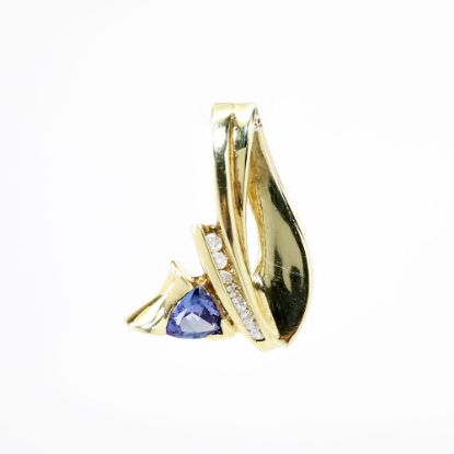 Picture of 14k Yellow Gold & Trillion Cut Tanzanite Slide Pendant with Channel Set Diamond Accents