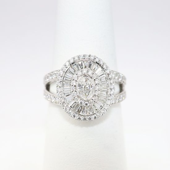 Picture of 18k White Gold & Diamond Oval Cluster Ring by Oliva 