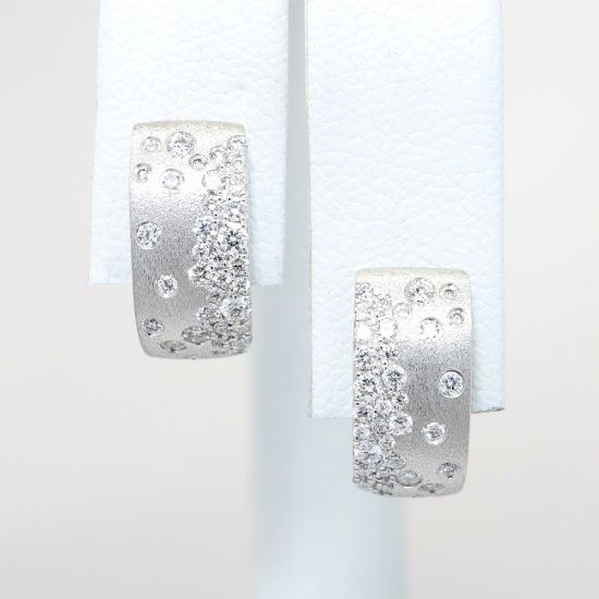 Picture of Confetti Collection 14k White Gold & Diamond Small Hoop Earrings