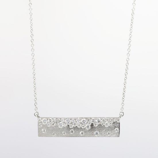 Picture of Confetti Collection 14k White Gold & Diamond Bar Pendant Necklace