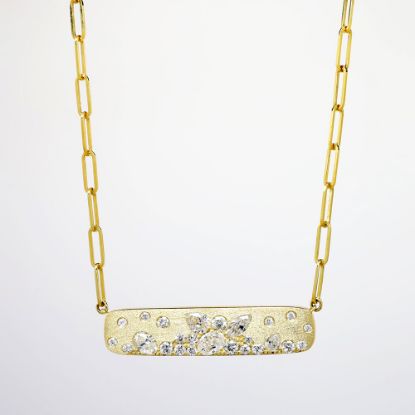 Picture of Confetti Collection 14k Yellow Gold & Diamond Bar Pendant Necklace