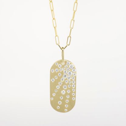 Picture of Confetti Collection 14k Yellow Gold & Diamond Dog Tag Style Necklace