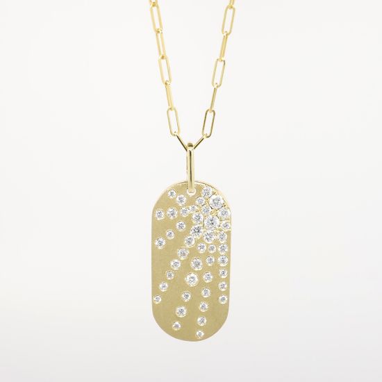 Picture of Confetti Collection 14k Yellow Gold & Diamond Dog Tag Style Necklace