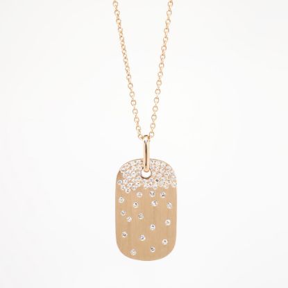 Picture of Confetti Collection 14k Rose Gold & Diamond Dog Tag Style Necklace